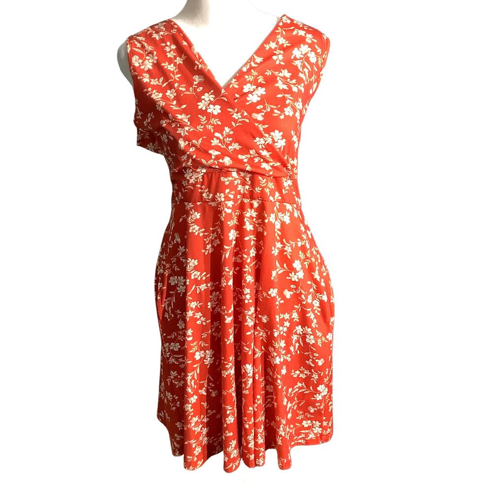 Guberry Orange Floral Sundress Women M — Sleeveless, Summer, Casual
